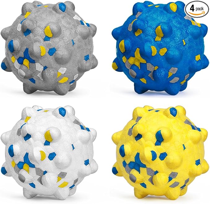 Moonorange Dog Tennis Balls for Aggressive Chewers, Indestructible Durable Bouncy Interactive Toy for Dogs Fetch Game Lightweight Floating Outdoor Training(4Pcs Small)