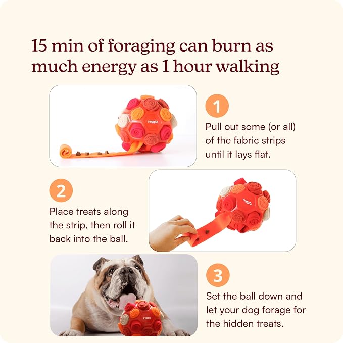 Reggie Snuffle Ball for Dogs | Interactive Treat Dispensing Dog Enrichment Toys | Reduces Boredom, Stress & Hyperactivity | Snuffle Toys for Dogs | Durable & Washable Dog Puzzle Toy I Red