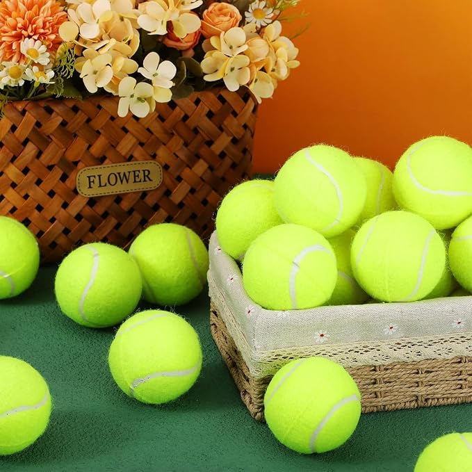 Macarrie 40 Pieces Precut Tennis Balls for Chairs Tennis Ball Chairs Foot Covers for Furniture Leg Classroom Floor Protection Chair Desk Legs Coverings(Yellow)