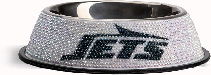 The Memory Company Officially Licensed Stainless Steel Pet Bowl, Premium Bling Team Logo Dog & Cat Food & Water Dish, Non-Slip Rubber Base, for Large/Small Breeds