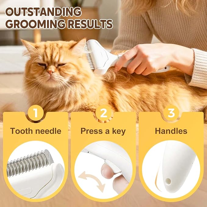 Pet Grooming Brush, 2026 Upgrade Undercoat Rake, Dematting Comb for Dogs and Cats, Removes Tangles Knots and Loose Fur Designed for Thick Coats Long Hair Daily Pet Grooming Use