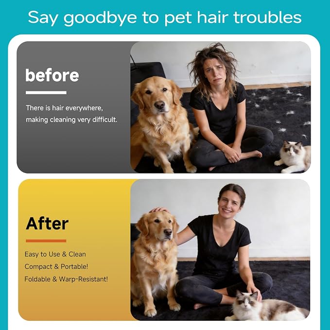 Pet Hair Remover Gloves Brush for Dogs & Cats,Electrostatic Reusable Pet Hair Remover Tool for Laundry,Clothing,Couch,Carpet,Car Seat,Upgraded Animal Fur Removal Tool
