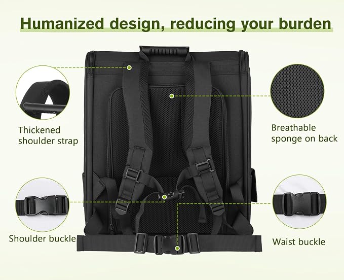 Pecute Cat Backpack Carrier Expandable, Pet Backpack for Cats & Small Dogs Up to 11lbs, with 4-Side Breathable Mesh, Multi-Entry & Lockable Zippers for Travel, Hiking, Camping - Hands Free, Black