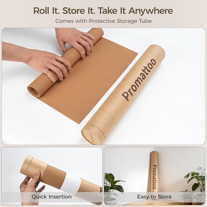 Extra Large Silicone Mat for Countertop & Table with Gift Tube Packaging, Thickened Non-Slip Heat Resistant Table Protector, Cuttable Waterproof Kitchen Prep & Kids Craft Mat