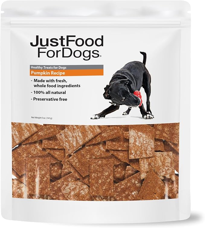 JustFoodForDogs Single Ingredient Healthy Dog Treats and Dog Snacks, Jerky Treats, Human Grade, Preservative and Grain Free, Rawhide Free Chews, Low Calorie Treat - Pumpkin, 5 oz