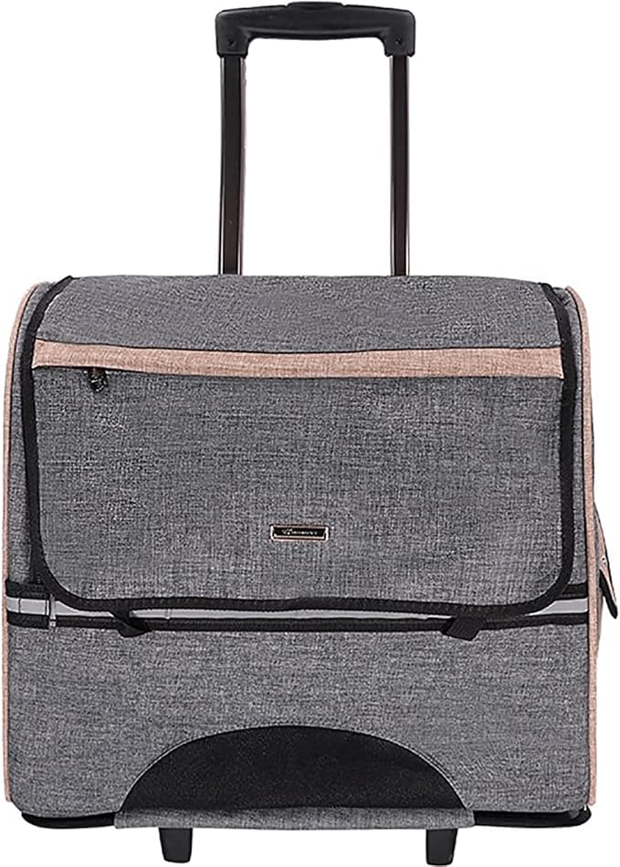 OLOTU 2 in 1 Pet Trolley Case, Cat Backpack with Rollers, Large Space Rolling Pet Carrier for Small Medium Dogs Cats