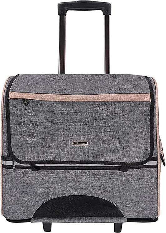 OLOTU 2 in 1 Pet Trolley Case, Cat Backpack with Rollers, Large Space Rolling Pet Carrier for Small Medium Dogs Cats