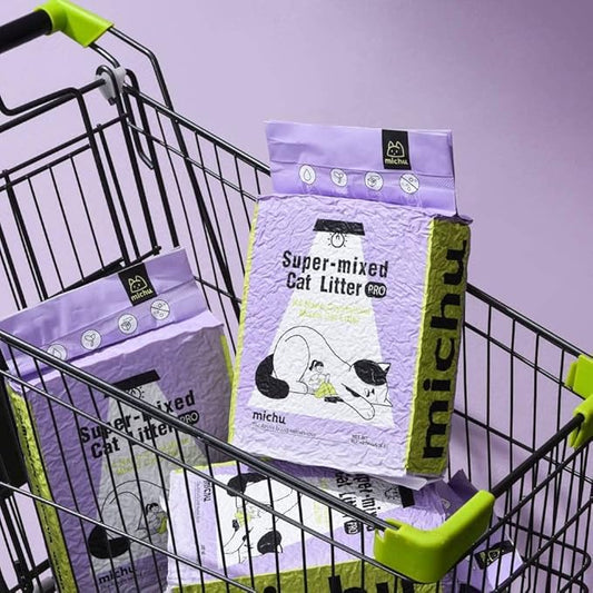 Michu Mixed Tofu Cat Litter, Flushable & Clumping Kitty Litter, Strong Odor Control, Low Tracking, Low Dust, 5.5Lb/88Oz, 1 Pack