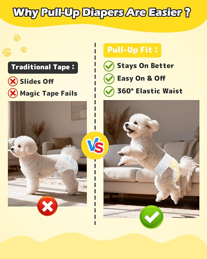 Dono Dog Diapers Female with Stretchy Waist-96Pcs, Disposable Full Wrap Female Puppy Dog in Heat Period Diapers, 360° Leak-Proof Super Absorbent Doggie Puppy Diapers (XS-96 Count)