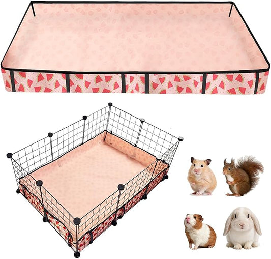 Waterproof Guinea Pig Cage Liners, Washable & Reusable Small Animal Cage Mat, for Rabbit, Hamster, Chinchilla, Hedgehog (Watermelon),C&C 24x36 inches
