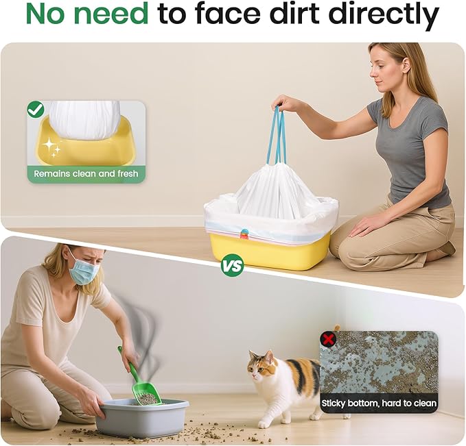 7-Day Sifting Litter System Bags, Heavy Duty Thickened Liners 37x18 Inch (14 Pack), Fits Standard Litter Boxes.