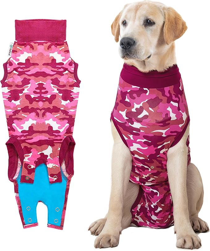 Suitical Recovery Suit for Dogs | Spay and Neutering Dog Surgery Recovery Suit for Male or Female | Soft Fabric for Skin Conditions | 2XL | Neck to Tail 31.5”-36.2” | Pink Camouflage