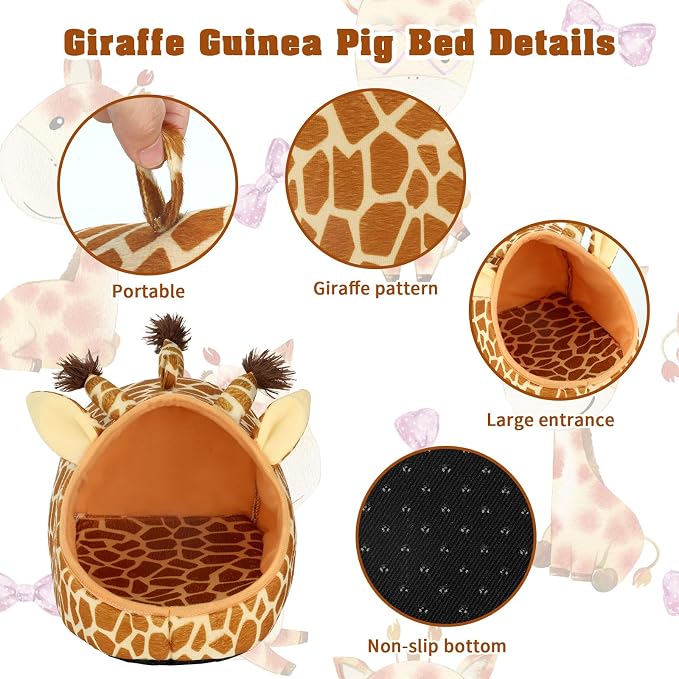 YUEPET Guinea Pig Bed 2 Pack, Washable Guinea Pig Cage Accessories Small Animal Bed Hideout for Guinea Pigs Chinchillas Hamsters Hedgehogs (Shark and Giraffe)