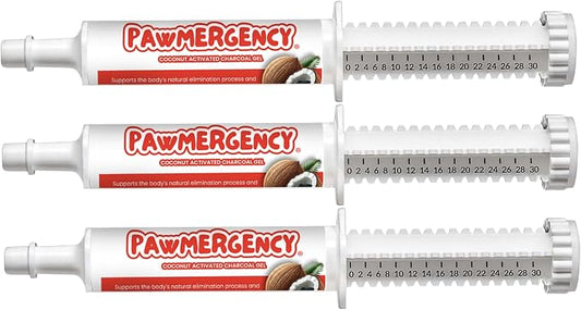 PawMergency – Activated Charcoal First Aid Kit Emergency Rescue 3 Pack for Dogs, Cats, Puppy & Pet Poison Kit, Camping Survival Remedy Essential, Oral Anti Diarrhea Digestive Absorb Toxins