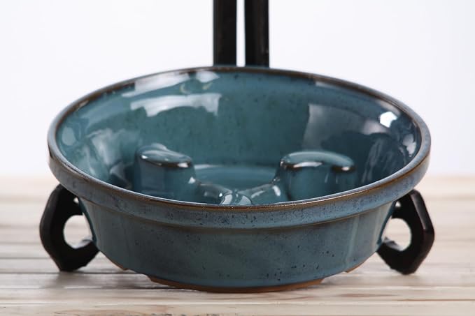 Willow Ceramics Dog Bowl – Handmade Ceramic Slow Feeder, 30.4oz Anti‑Gulp Bowl for Medium to Large Dogs, Dishwasher Safe, Made in USA (Peacock, 8inch)
