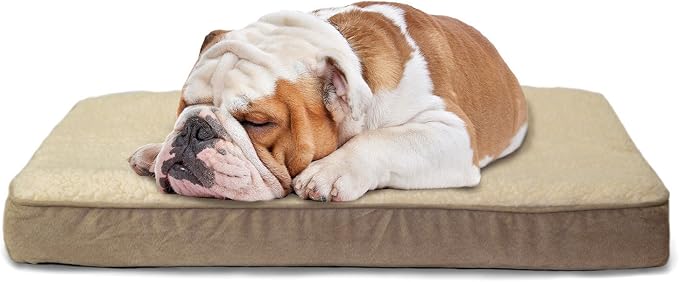 Furhaven Memory Foam Dog Bed for Large/Medium Dogs w/ Removable Washable Cover, For Dogs Up to 55 lbs - Sherpa & Suede Mattress - Espresso, Large