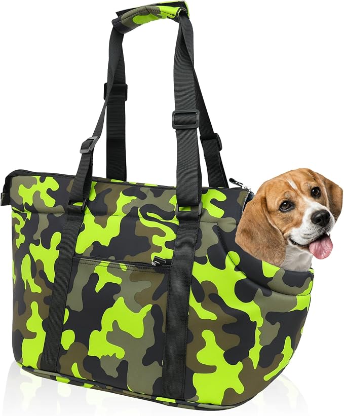 10mm Padded Tote Bag Carrier for Dog Cat Below 15.5lb/7kg-Camouflage Green