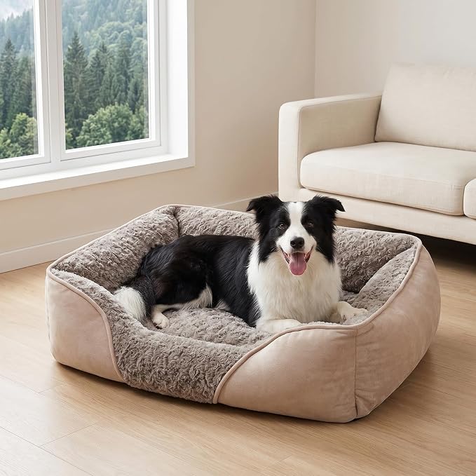 INVENHO XX-Large Dog Bed for Large, Medium, Small Dogs - Rectangle, Washable, Orthopedic, Soft, Calming, Durable Pet Cuddler with Anti-Slip Bottom - XXL (42"x30"x10")
