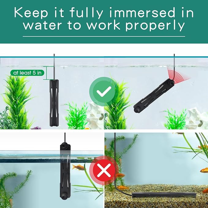 hygger 10-25 Gallon Aquarium Heater with LED Display Controller, Quartz Submersible Fish Tank Heater 100W for Saltwater Freshwater