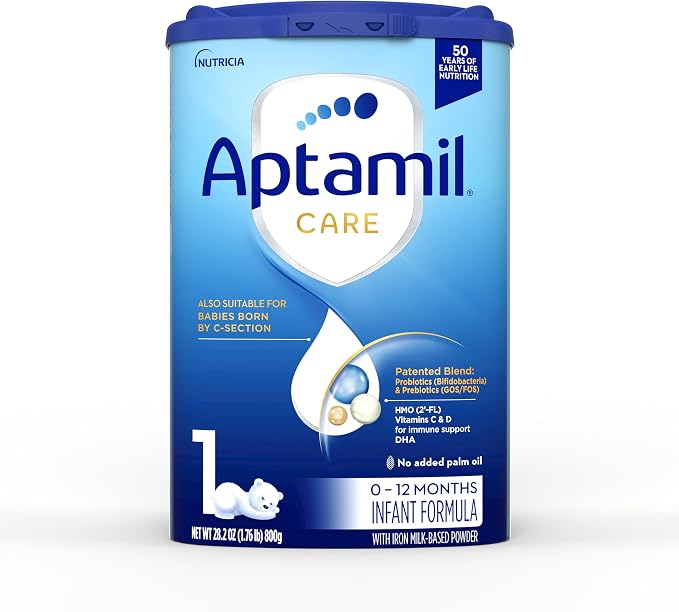 Aptamil Care Stage 1, Milk Based Powder Infant Formula, Also for C-Section Born Babies, with DHA & ARA, Omega 3 & 6, Prebiotics, Contains No Palm Oil, 28.2 Ounces (Packaging May Vary)