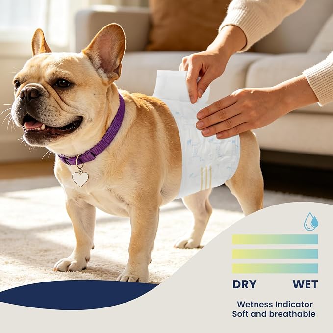 Disposable Dog Diapers Male M, Breathable Male Dog Wraps with Color Change Strip, Durable Belly Bands for Male Dogs Medium Breeds