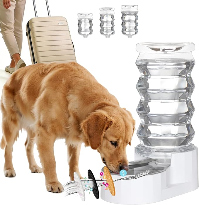 RIZZARI 8L Stainless Steel Gravity Pet Water Dispenser – Auto-Refill | Fresher Daily Drinking, for Multi-Pet Homes, Activated Carbon Filtration, Easy to Clean