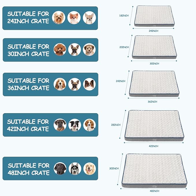 EMPSIGN Reversible Dog Bed Mat, Washable Pet Bed for Large Medium Small Dogs, Kennel Pad with Removable Cover, Bed Mattress for Crate Kennel, All Season Dual-Sided Plush & Canvas Pet Bed