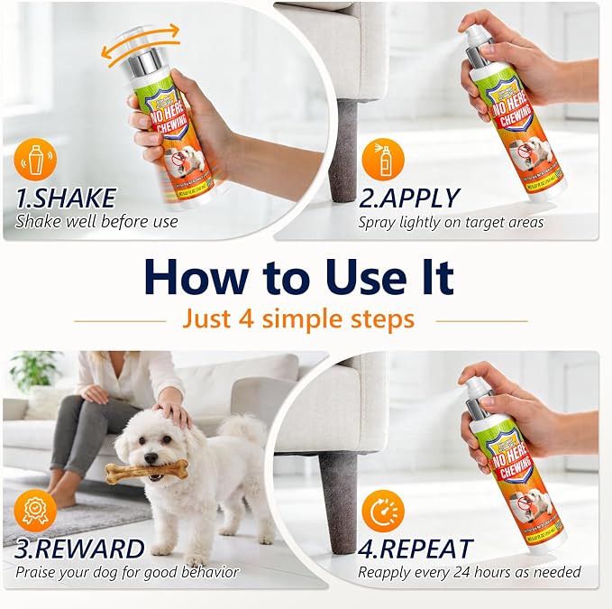 Bitter Apple Spray for Dogs - Dog No Chew Spray to Stop Chewing & Gnawing - Natural Anti‑Chew Training Aid for Puppies - Safe for Furniture, Shoes & Plants - Indoor & Outdoor Behavior Corrector