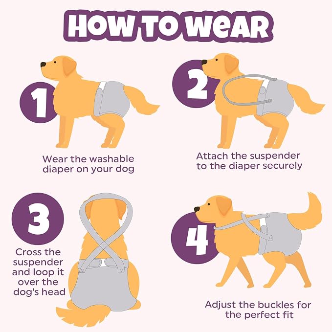 Pet Soft Dog Diapers Female with Suspenders, 3 Pack Reusable Female Dog Diapers for Heat, Dog Period Panties for Doggie in Cycle(X-Large, Flowers)