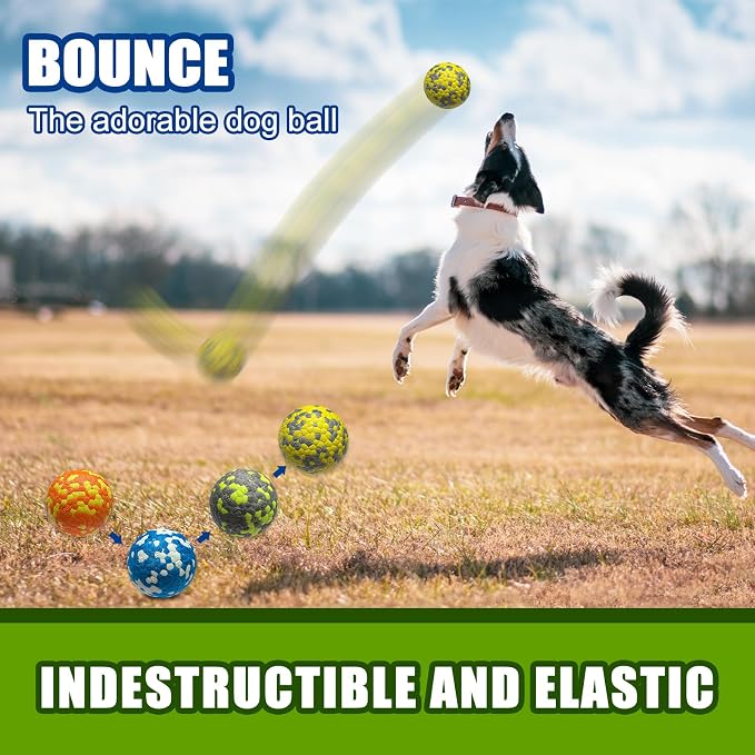 Mankoda Dog Balls, Indestructible Tennis Balls for Dogs, 2.5'' Durable Bouncy Dog Toys for Aggressive Chewers, Interactive Dog Toys for Fetch Game, Lightweight Floating Chew-Proof(4 Pack)
