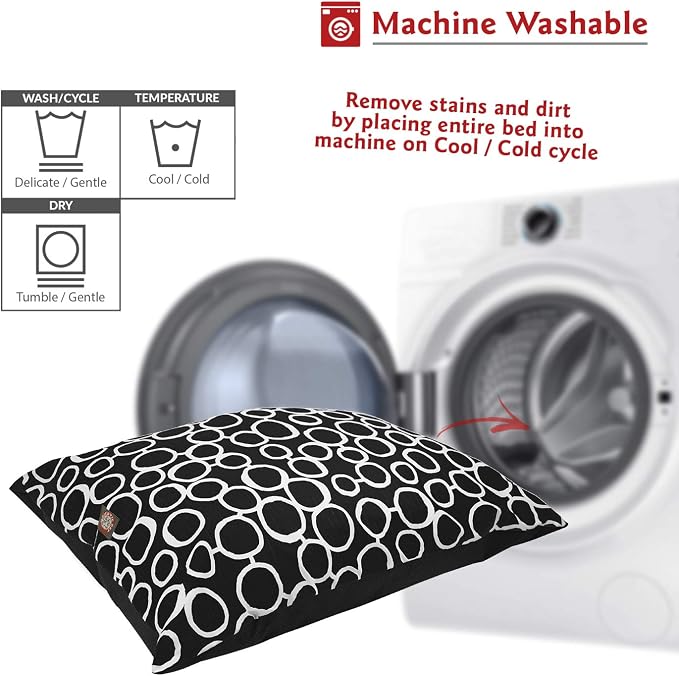 Majestic Pet Rectangle Large Dog Bed Washable – Non Slip Comfy Pet Bed – Dog Crate Bed Super Value Pillow Dog Bed – Dog Kennel Bed for Sleeping - Dog Bed Large Breed 46 x 35 Inch – Fusion Black