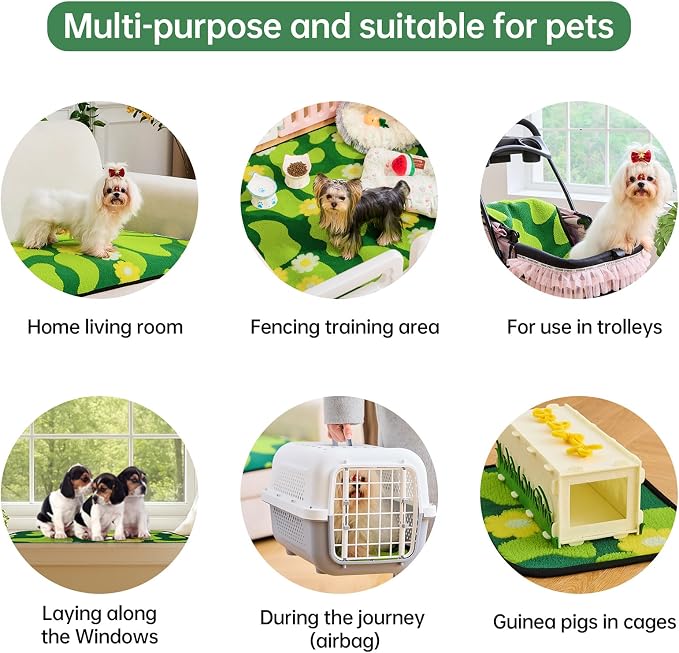 Qeils Reusable Puppy Pads for Small Dogs, Washable Pee Pads with Non-Slip , Absorbent Leakproof Mat for Crates, Playpens, Pet Beds & Whelping, Indoor Potty Training Grass Green, 31"x36", 2 Pack