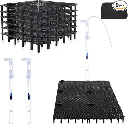 Sieral Under Gravel Aquarium Filter for 10 Gallon Tanks, 6 Pcs 5.7'' x 5.7'' Plates, Under Gravel System for Clean Water, with 2 Uplift Tube and 1 Filter Cotton, for Fish Tank Fresh and Saltwater