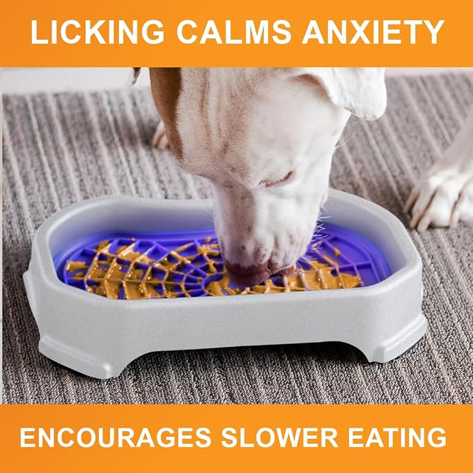 Neater Pets Neat-LIK Dog Lick Mat w/Mess-Proof Tray, Lick Mat for Dogs, Cats, Puppy, Reduces Anxiety & Boredom, Peanut Butter Slow Feeder, Interactive Treat Licking Pad (Purple/Vanilla Bean)