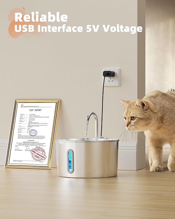 Cat Water Fountain Stainless Steel with 12 Set Cat Water Fountain Filters - 12 Carbon Filters & 12 Foam Filters