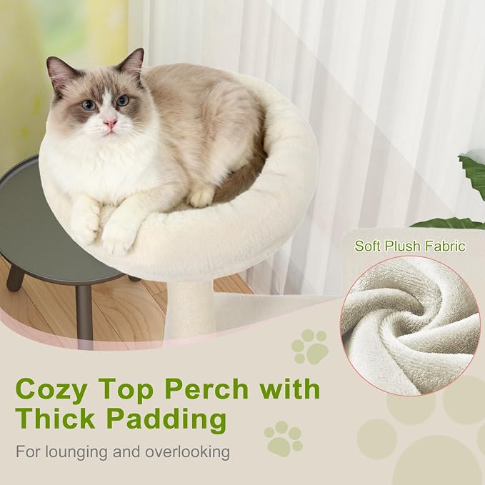 Tangkula Cat Tree Tower, 48 Inch Multi-Level Cat Tower with Large Condo, Sisal Scratching Post, Padded Top Perch, Tunnel, Hanging Ball, 3 Jumping Platforms for Indoor Cats (Beige)
