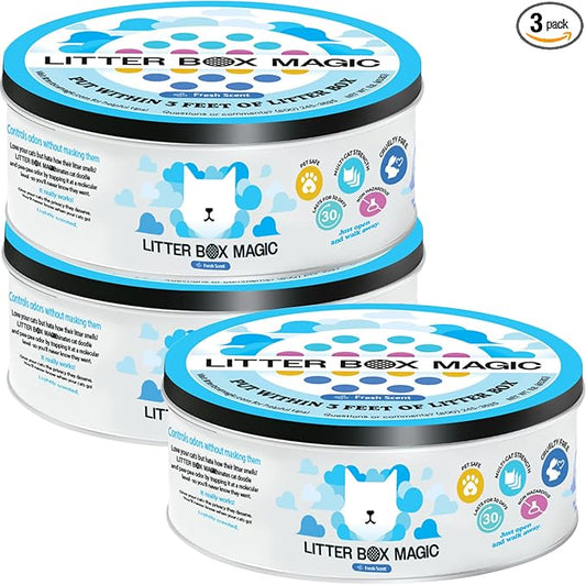 Litter Box Magic Cat Litter Deodorizer (Fresh Scent, 16 Oz, Pack of 3) – Premium Cat Litter Odor Eliminator Gel Jar | Cat Odor & Stain Removers, Urine Odor Eliminator & Pooping Deodorizer, Non Toxic