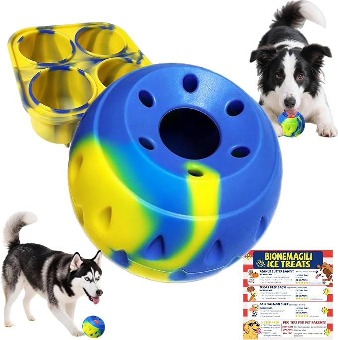 BIONEMAGILI™ Interactive Dog Toy with Freeze Tray - 8-in-1 Puzzle Feeder, Durable Silicone for Aggressive Chewers, Slow Feeder to Reduce Anxiety (3 Challenge Levels for Small/Large Dogs)