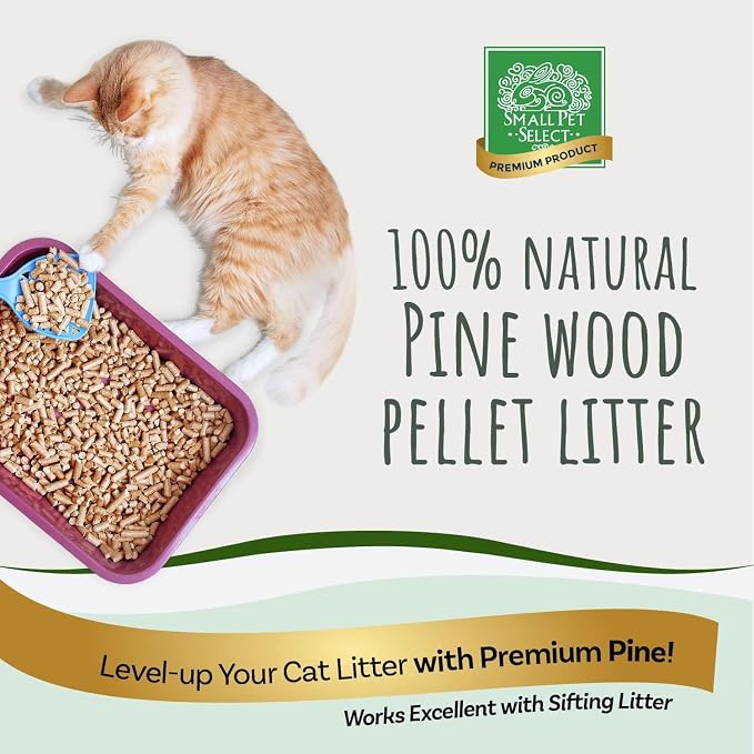 Small Pet Select Premium Pine Pelleted Cat Litter, 100% All Natural Pellet Kitty Litter, Non Clumping Non Tracking Low Dust Litter Meant for Use with Sifting Litter Box, Made in USA, 8 lbs