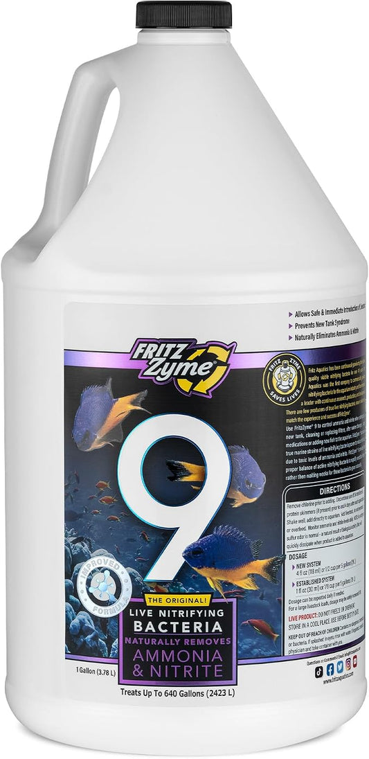 Fritz Aquatics FritzZyme 9 Live Nitrifying Bacteria Naturally Removes Amonia & Nitrite for Saltwater Fish (1-Gallon)