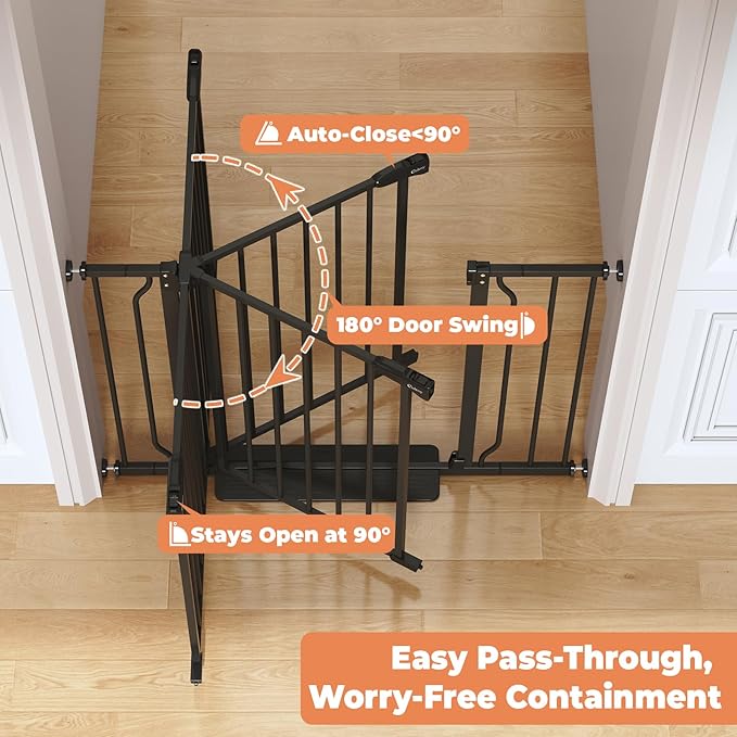 Baby Gate for Stairs No Drilling, 29"-40" Auto Close Dog Gate Indoor | Doorways & Stairs, Pressure Mounted Adjustable Pet Gate, Easy Walk Through Child Gate for Children & Pets Stroller Friendly