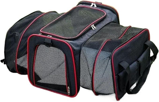 Portable Foldable Expandable Cat Backpack Carrier, Airline Approved Breathable Pet Travel Bag for Dog Accessories(Red 2 Sides)