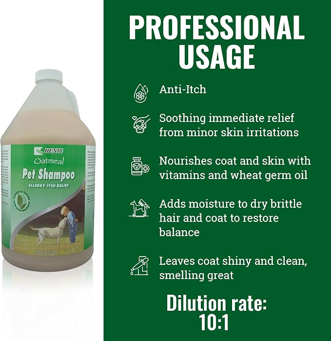 Kenic Oatmeal Anti-Itch Pet Shampoo with Almond Oil – Soothing, Conditioning & Deodorizing Relief for Dogs & Cats, Puppy-Safe, Made in USA