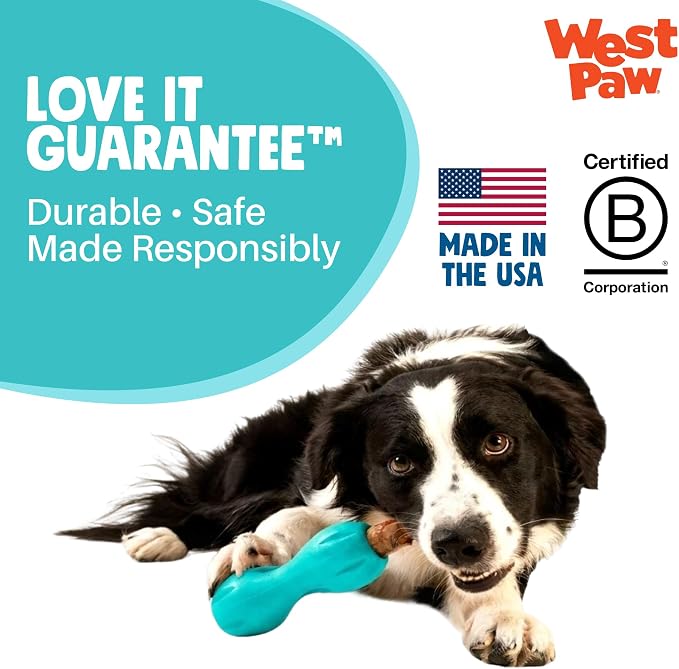 WEST PAW Qwizl Durable Zogoflex Dog Puzzle Toy for Mental Stimulation, and Enrichment - Treat Dispensing for Bully Sticks and Dental Sticks - Dishwasher Safe - Made in USA - Small - Geranium