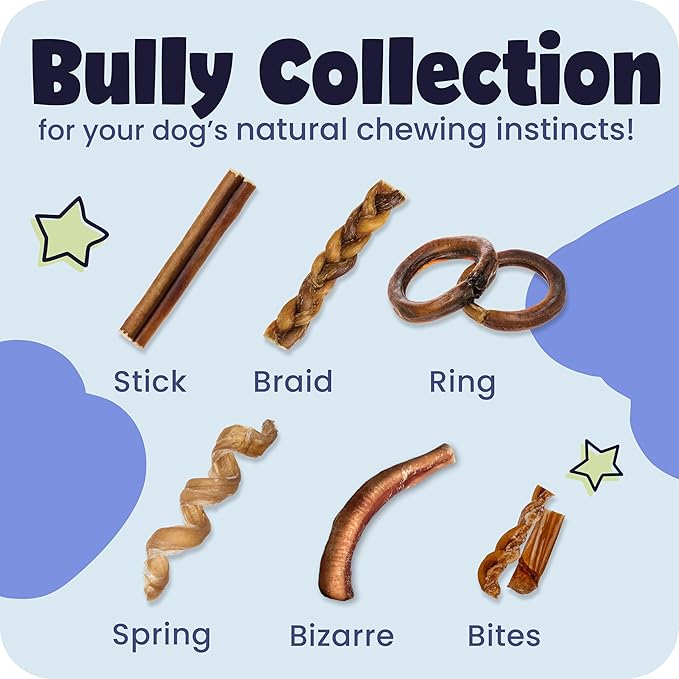 Pawstruck 100% Natural 12 in Braided Bully Sticks for Dogs - 1 lb Bag Long Lasting Rawhide Free Single Ingredient Beef Pizzle Chew Treats for Aggressive Chewers and Dental Health