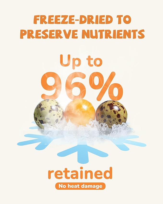 PAWUP Freeze Dried Duck Liver & Quail Egg Yolk Cat Treats, Dog Liver Treats, High Protein Snack for Dogs, Cats, Healthy Single Ingredient, Rawhide Free, Grain Free