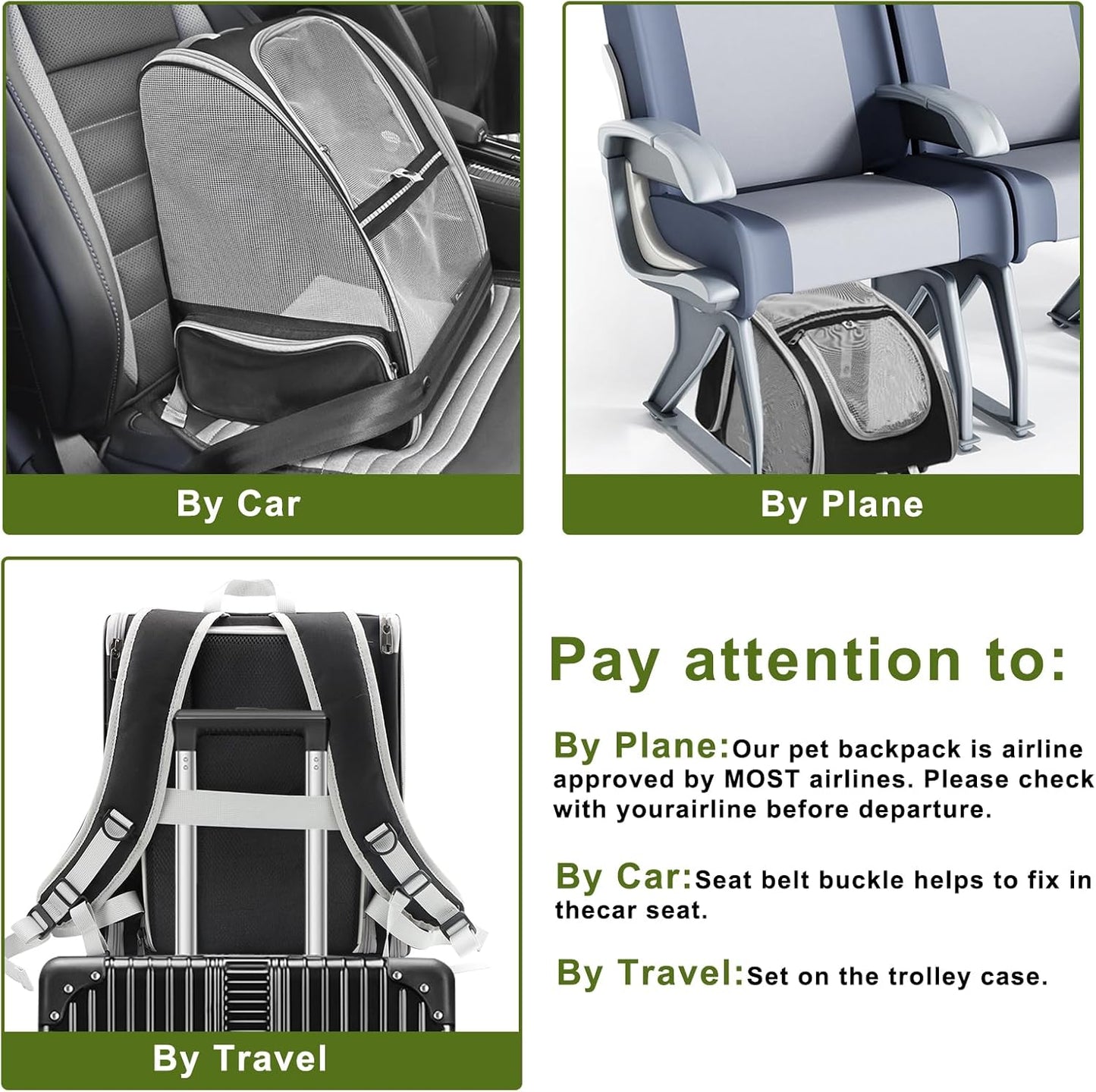 Texsens Cat Backpack - Expandable Pet Carrier for Medium Cats and Small Dogs up to 17 lbs - Breathable, Collapsible & Soft Cat Travel Bag for Outdoor Hiking (Black)