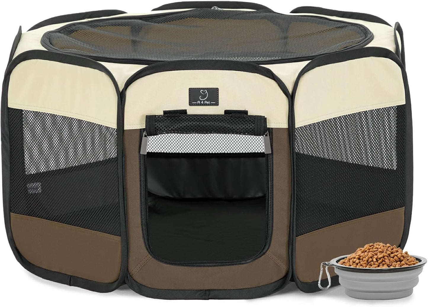 A 4 Pet PortablePet Playpen for Small Dogs, 27" Foldable Small Playpens for Puppy/Cat/Rabbit/Chick, Indoor Cat Playpen with Removable Zipper & Mesh Panel(11”W × 7.5”H)