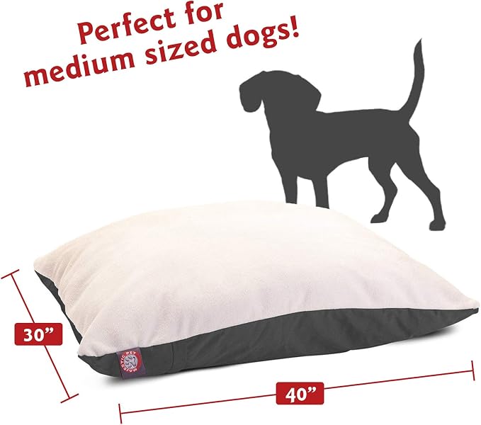 Majestic Pet Rectangle Medium Dog Bed Washable – Removable Slipcover Pet Bed – Dog Crate Bed Super Value Pillow Dog Bed – Dog Kennel Bed for Sleeping - Dog Bed Medium Breed 30 x 40 Inch – Gray