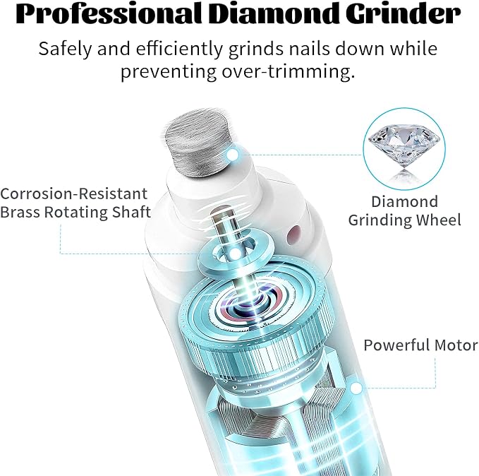 Silent Groom Pro Nail Grinder 2026 New with 2 LED Light & 3-Speed 2000mah Battery Professional Quiet Painless Paws Grooming & Smoothing for Small Medium Large Dog (1+2*Replacement Head LUCKYTROVE)